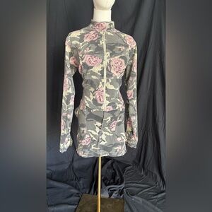 Floral Camouflage Jacket and Skirt set